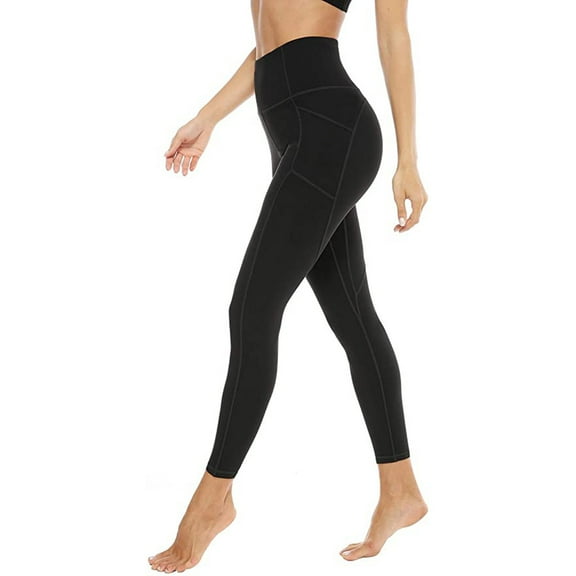 Ramiter Plus Size Leggings Women's Flare Leggings, Trendy Crossover Yoga Pants, High Waist Casual Workout Bell Bottom Leggings with Pockets XS,Black