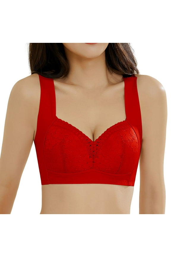 Plus Size Lingerie Fitness Dry Running with String Quick Woman Size Underwear Bras Shockproof Large 38,Red
