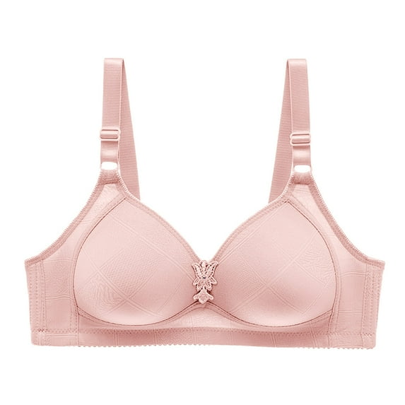 Ramiter Sexy Lingerie for Women Bra UnderwearNylonSolid Color Wireless YogaWoman Bra Gathers Big cup Lace Jacquar d Underwear for Women 38,Hot Pink