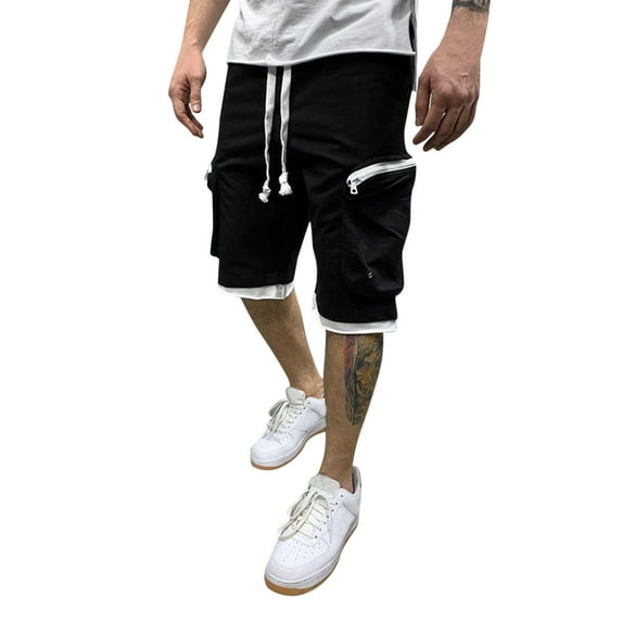 Ramiter Shorts for Men Men Summer Printed Short Pant Loose Casual Short Fashion Tether Pocket Board Short Pant Comfortable Short Black,3XL