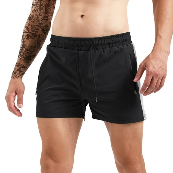 Ramiter Shorts for Men Men's Fashion Casual Short Solid Color Quick-drying Pant Plus Size Lace-up Seaside Holiday Shorts Beach Pants Black,M