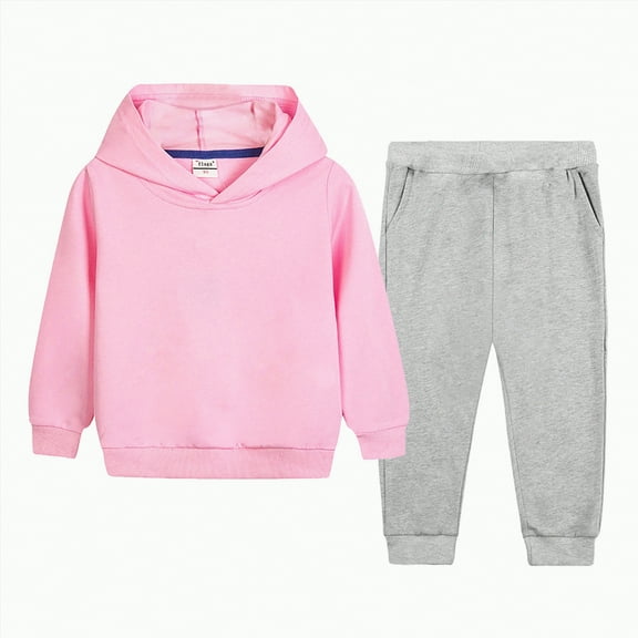 Ramiter Size 8 Boys Clothes 5-11Y Boys Clothes Long Sleeve Hooded Pullover Colorblock Sweatshirt   Pants 2pcs Fall Winter Outfit Set(Light Pink,5-6 Years)