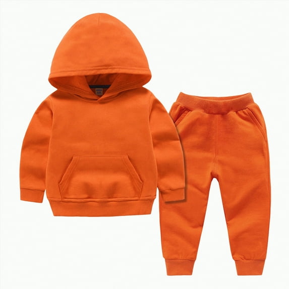 Ramiter Size 8 Boys Clothes Fleece Sweatshirt and Pants Outfit Set Toddler to Little Kid Sizes(Orange,3-4 Years)