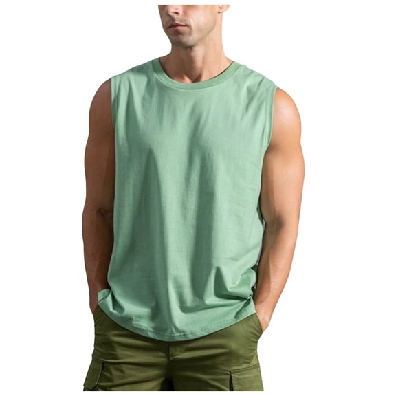 Ramiter Sleeveless Gym Shirt Men Men Workout Tank Top Gym Bodybuilding Sleeveless Muscle T Shirts Light Green,L