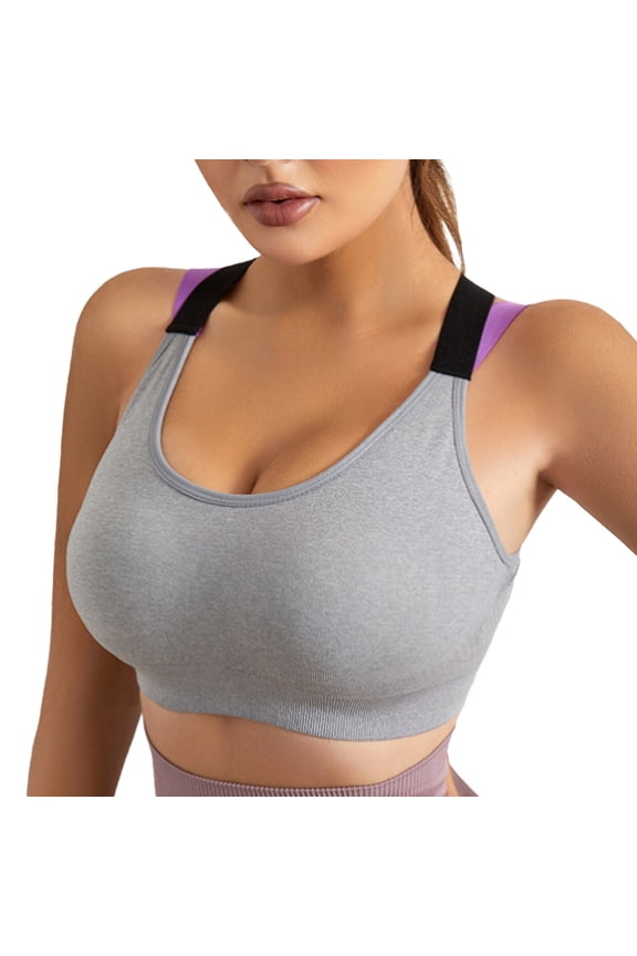 Sports Bras for Women Womens Cross Back Strappy Sports Bra Comfort Medium Impact Bralette Wireless Yoga Workout Bras S,Grey