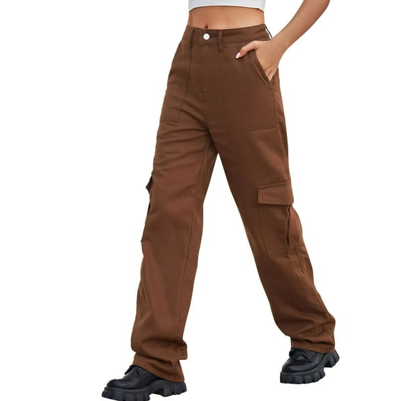 Ramiter Sweat Pants for Womens Women's Fleece Pants with Pockets Brown,M