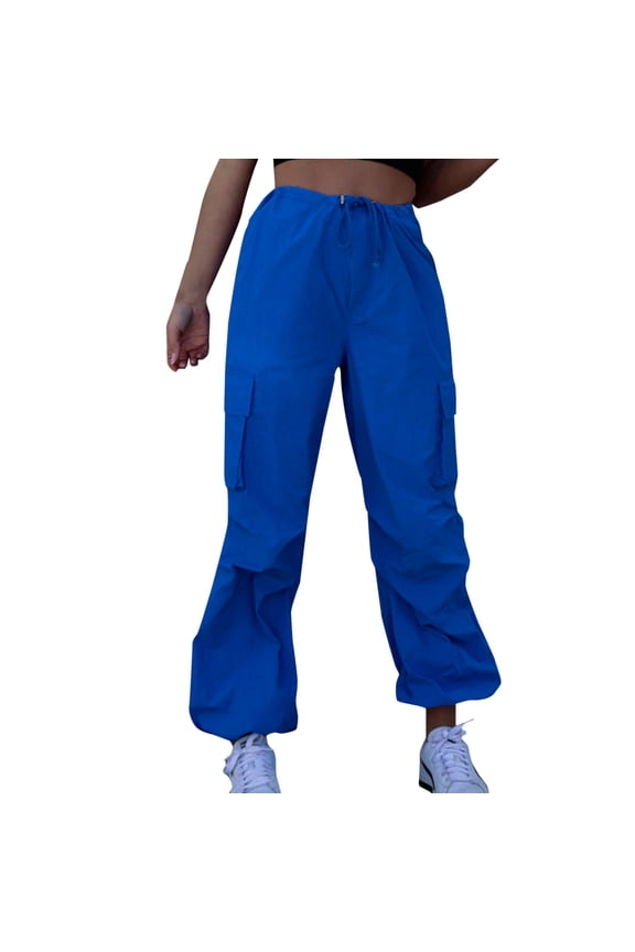 Sweat Pants for Womens Women's Imitation Cotton And Linen Solid Color Elastic Waist Casual Pants Sports Capri Pants Blue,S