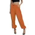 thumbnail image 1 of Ramiter Sweatpants Women Women's Casual Drawstring Waist Rib Knit Pants Wide Leg Yoga Pants Trousers Orange,2XL, 1 of 4