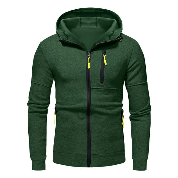Ramiter Sweatshirts Hoodies for Men Heavyweight Full Zip up Sweatshirt Sherpa Lined Coat Green,M