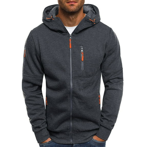 Ramiter Sweatshirts Men's Winter Thick Zipper Hoodie Sweatshirts Jacket Big Tall Warm Coat Grey,L
