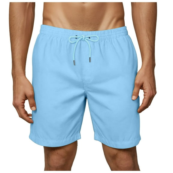 Ramiter Swim Shorts Men Men's Swim Trunks with Pockets Bathing Suit Board Shorts Swimwear Shorts(Light Blue,S)