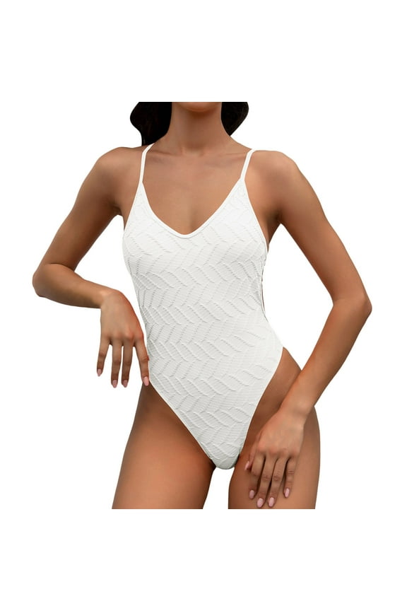 Thong Bikini Swimsuit Womens Plus Size 2-Piece Swimsuits Bathing Suits Tankini Swimsuits L,White