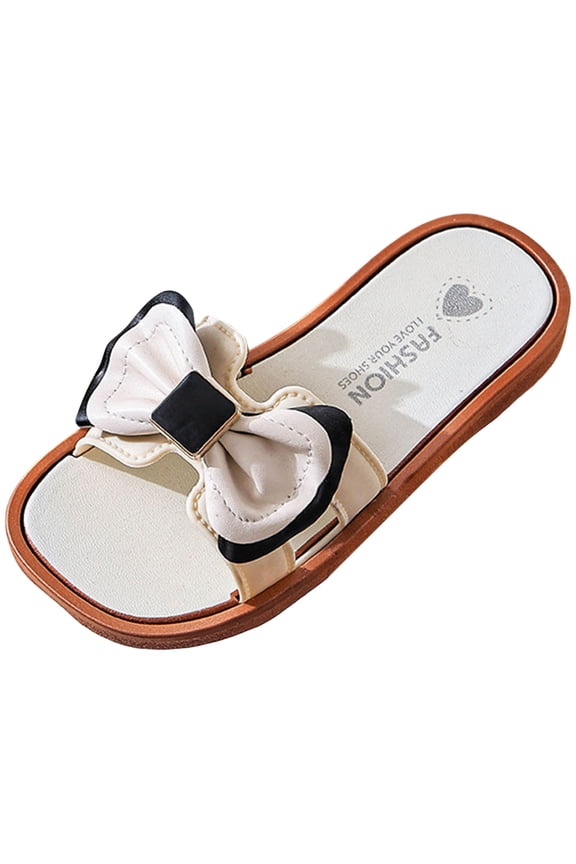 Tod'dler Slides G'irls Tod'dler G'irls Bow Summer Slippers Non-Slip Quick Dry Bathroom Shower Comfy Thick Sole Slides Slippers Summer White,2.5