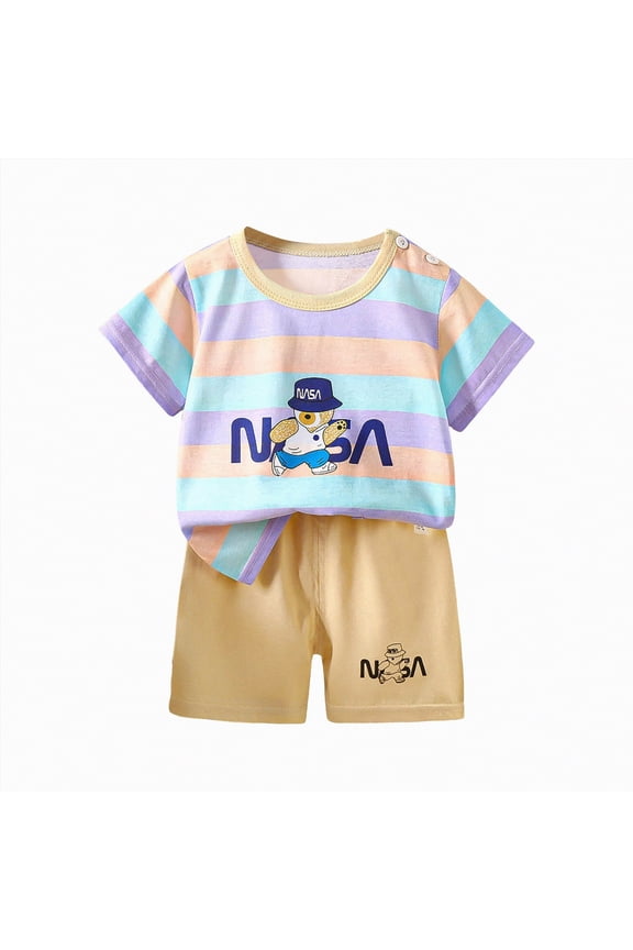 Toddler Baby Boy Clothes for 2t 3t Boys Cute Summer Short Sleeve T-Shirt Tops Shorts Clothes Sets Baby Boy Outfits(Light Blue,18-24 Months)