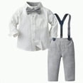 thumbnail image 1 of Ramiter Toddler formal Outfit Boy Toddler Dress Shirt With Bowtie Suspender Pants Outfit Sets Gentleman Wedding(Grey,6-7 Years ), 1 of 9