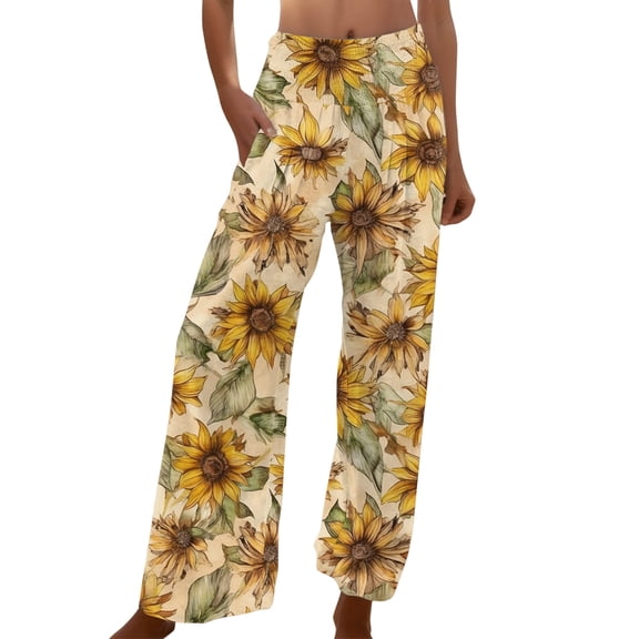 Ramiter Wide Leg Pants Woman Women's High Waisted Button Side Work Office Pants Casual Straight Leg Solid Long Trousers Yellow,2XL