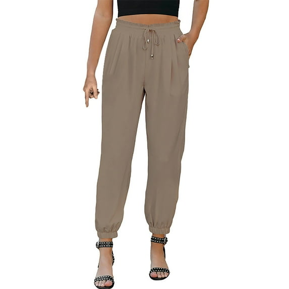 Ramiter Wide Leg Sweatpants Women Girl's Ripped Straight Leg Jeans Distressed Denim Pants Zipper Fly Long Pant with Pockets Khaki,M