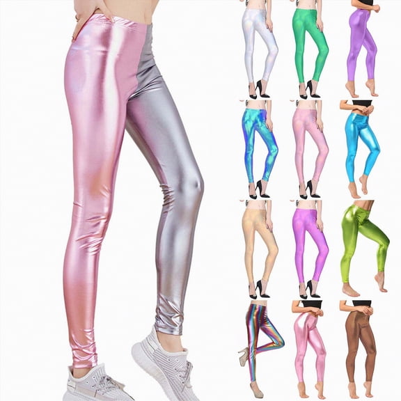 Ramiter Women'S Leather Pants Faux Leather Leggings for Women Tummy Control High Waisted Stretch Dressy Shiny Pleather Camouflage,L
