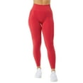 thumbnail image 1 of Ramiter Women'S Leggings Yoga Leggings Ribbed Seamless Workout High Waist Athletic Pants L,Red, 1 of 5