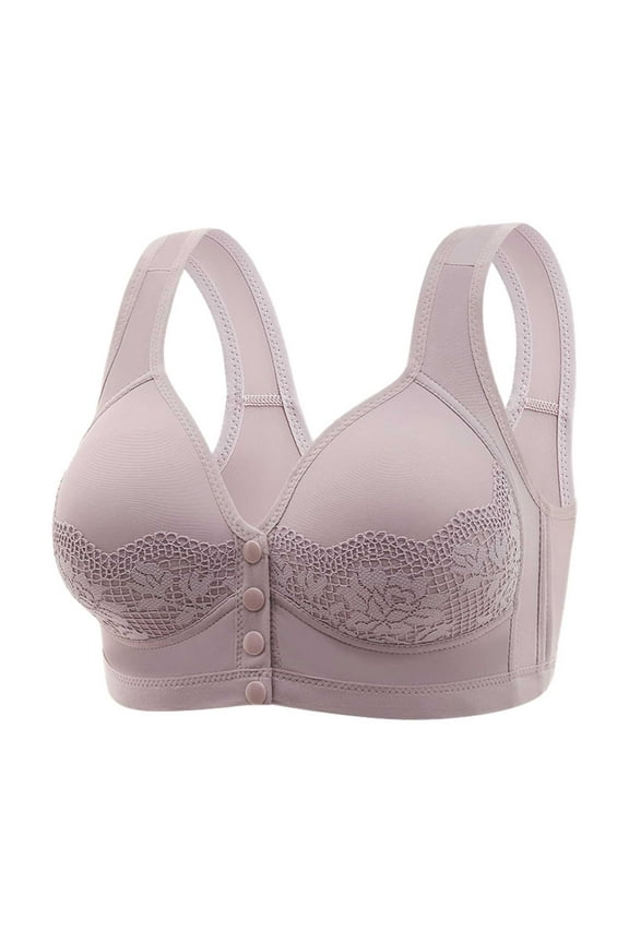 Women'S Lingerie Women's Front Closure Bra Underwire Unlined T-Back Plus Size Lacy Unpadded Full Coverage Racerback Bras 36,Purple