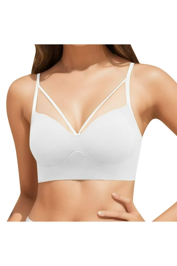 Women'S Lingerie Women's Front Closure Bra Underwire Unlined T-Back Plus Size Lacy Unpadded Full Coverage Racerback Bras One Size,White