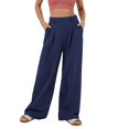 thumbnail image 1 of Ramiter Women'S Pants Women's Drawstring Waist Cargo Pants Straight Leg Baggy Trousers with Pockets Blue,L, 1 of 3