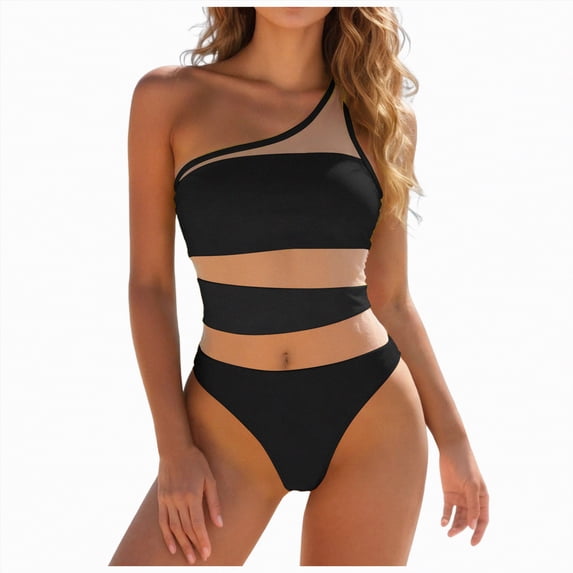 Ramiter Women Swimsuit Bikini Set High Waisted Push Up Cheeky Drawstring Two Piece Bathing Suit Bathing Suit For Women(Black,XL)