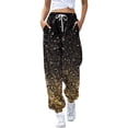 thumbnail image 1 of Ramiter Women's Pants Ladies Casual Pants Straight Drawstring Elastic High Waist Loose Comfort Pants With Pockets Gold,2XL, 1 of 4