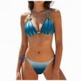 thumbnail image 1 of Ramiter Women's Triangle Bikini Sets O Ring Linked Two Piece Swimsuits Floral Printed Cheeky Bathing Suit Womens Bathing Suits(Blue,XL), 1 of 5