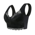 thumbnail image 1 of Ramiter Womens Lingerie Ring Thin Women Bra Vintage Pattern Breathable Gathers Underwear Comfort Bra XL,Black, 1 of 3