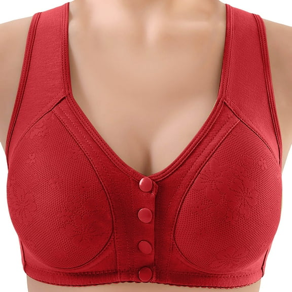 Ramiter Womens Lingerie Women's Plus Size Push Up No Steel Ring Bra Sports Beauty Back Bra Seamless Underwear 36,Red