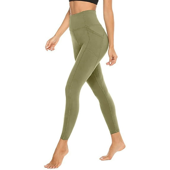 Ramiter Womens Sweatpants Yoga Pants with Inner Pockets in High Waist Athletic Pants Tummy Control Stretch Workout Yoga Legging S,Green