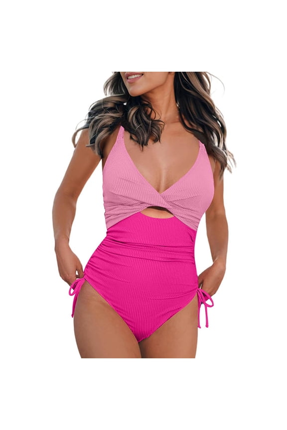 Womens Swimsuits Women's Swimwear Rock Solid Aphrodite Tummy Control Halter Top One Piece Swimsuit L,Pink