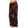 thumbnail image 1 of Ramiter Work Pants Women Women's Velvet Elastic Waist Wide Leg Long Pants Comfy Soft Solid Loose Fit Trousers Black,L, 1 of 4