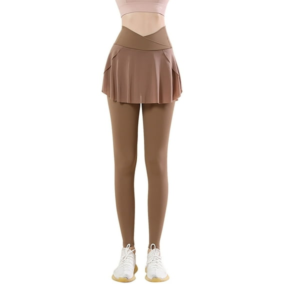 Ramiter Workout Leggings for Women Womens High Waisted Leggings Fashion Printed Seamless Fitness Running Workout Leggings Ankle Length Yoga Pants Tights S,Coffee