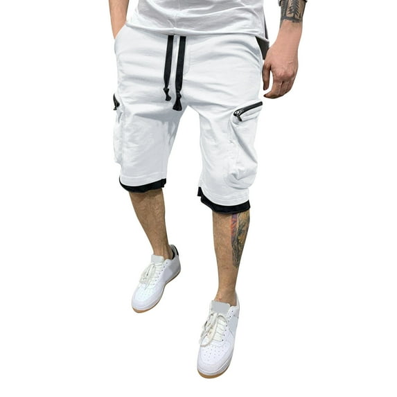 Ramiter Workout Shorts Men Spring and Summer Short Casual Loose Street Lace Up Beach Fashion Print Short Outdoor Sports Five Short White,3XL