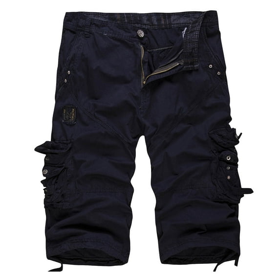 Ramiter Workout Shorts Men's Summer Fashion Short Pant Casual lace-up Style Loose Short Solid Beach Casual Loose Pants Shorts Navy,34