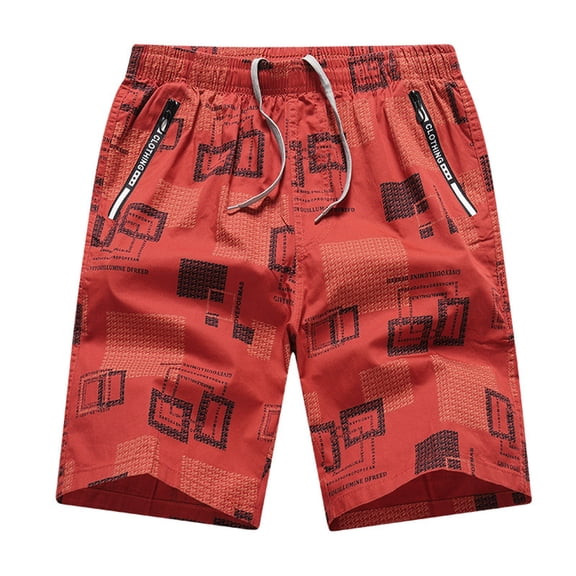 Ramiter Workout Shorts Mens Summer Peach Skin Waterproof Lace Up Hot Spring Holiday Beach Beach Pants Swimming Trunks Shorts Red,L