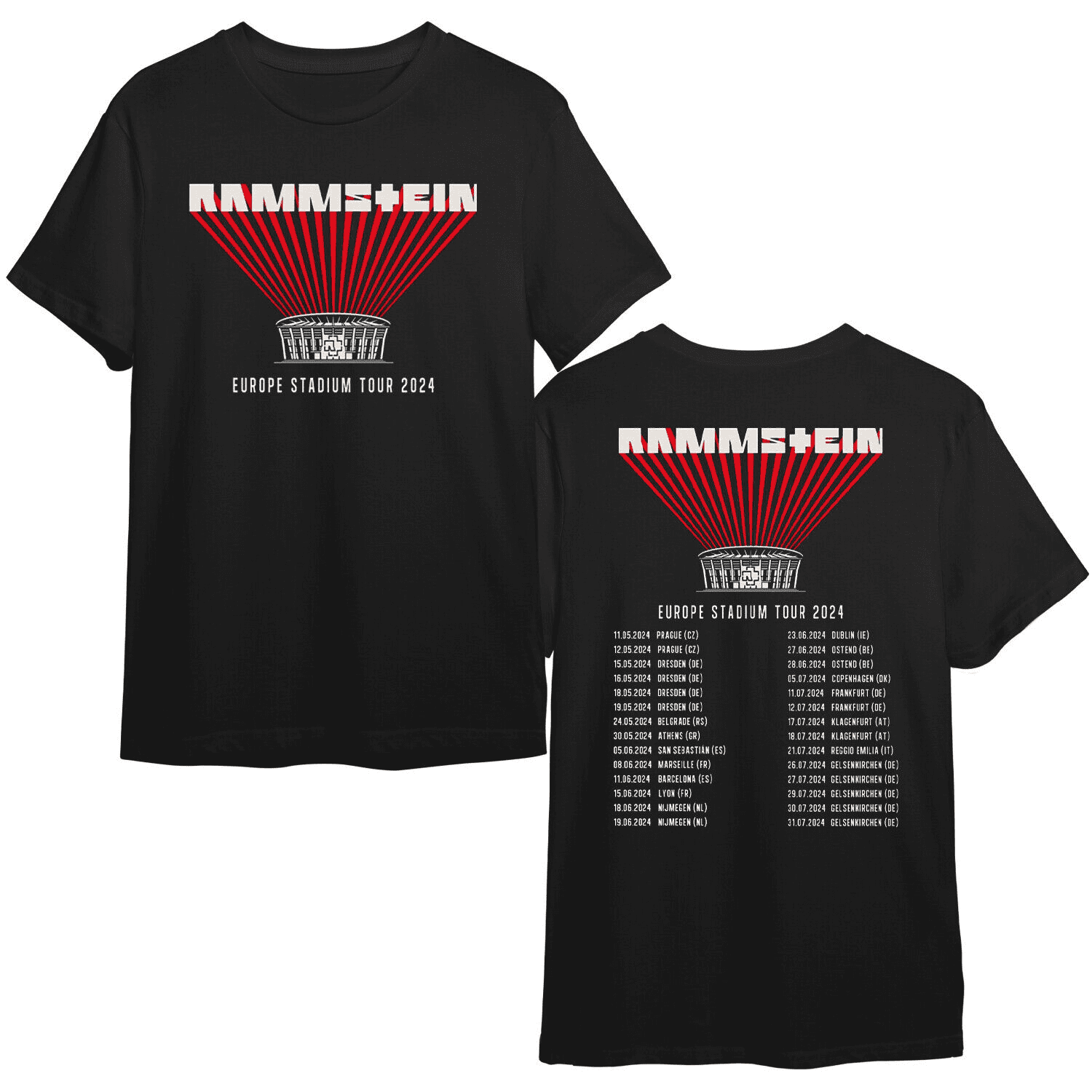 Rammstein Europe Tour 2024 TShirt