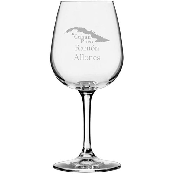 Ramon Allones Cuban Cigar Themed Etched 12.75oz All Purpose Libbey Wine Glass
