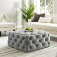 thumbnail image 1 of Posh Living Ramon Modern Linen Fabric Cocktail Ottoman in Light Gray, 1 of 7