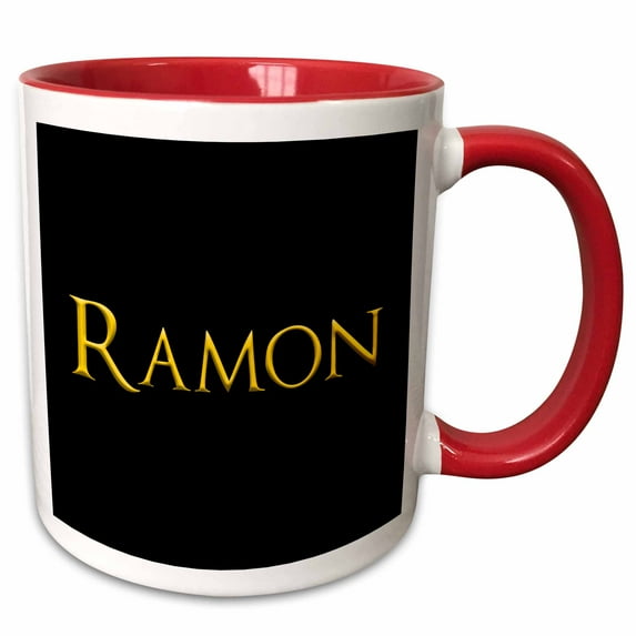 3drose, Ramon Mainstream Male Name in the Usa. Yellow on Black Amulet, 15oz Two-tone Red Mug