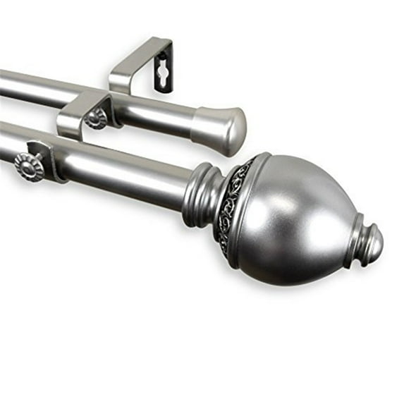 Ramona 1" Double Curtain Rod-Color:Satin Nickel,Size:160-240"