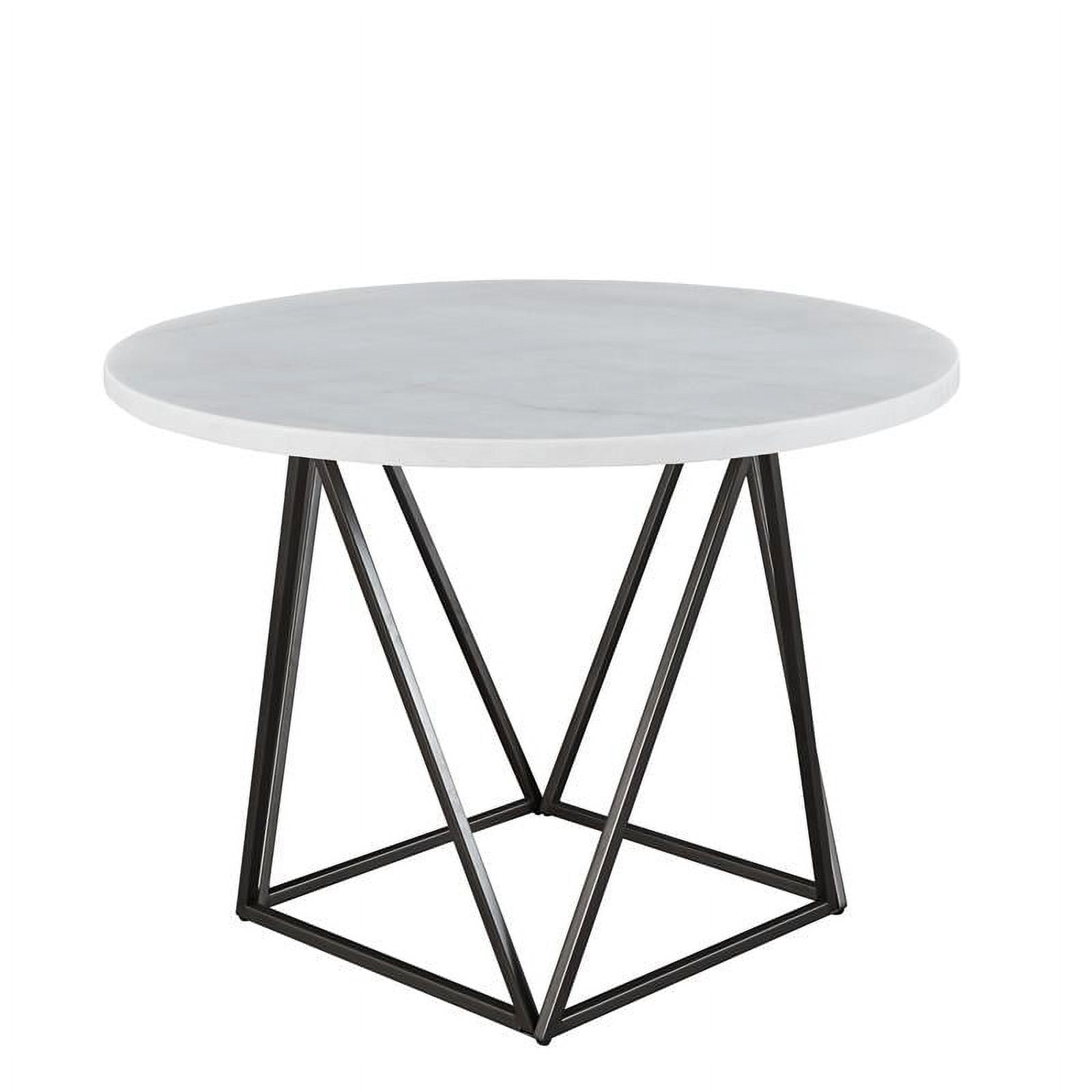Ramona White Marble Top Round Dining Table with Bronze Base