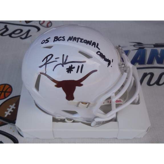 Ramonce Taylor signed autographed Texas Longhorns UT mini speed helmet w/ BCS National Champs BAS Beckett COA