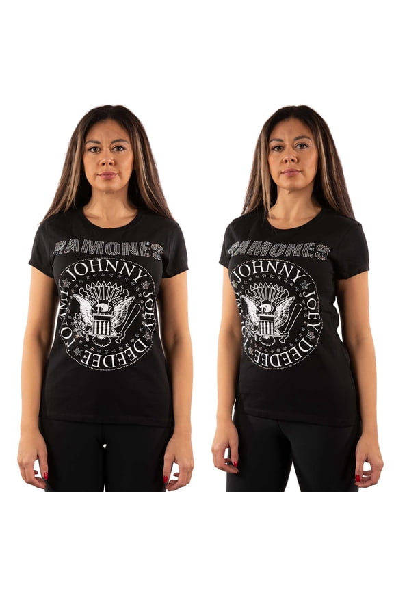 Ramones T Shirt Presidential Seal Diamante Logo Official Womens Skinny Fit Black