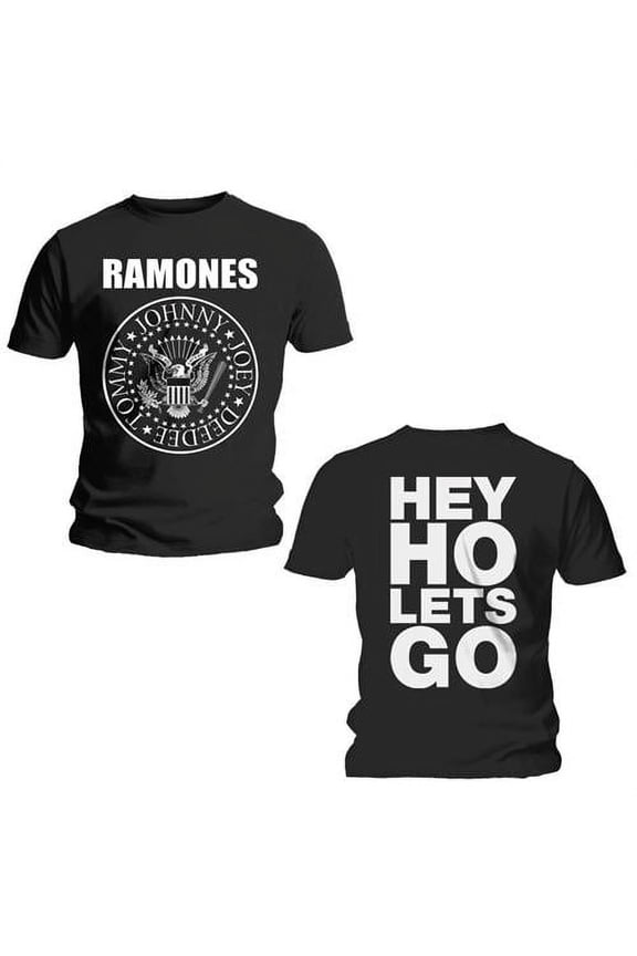 Ramones Unisex T-Shirt Hey Ho (Front & Back) (Back Print) (Large)