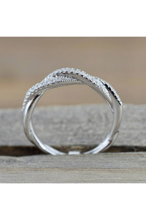 Ramos Pattern Twisted Rope Hemp Flowers Ring Gold Silver Color Micro Cubic Zirconia Tail Ring Fashion Women's Jewelry