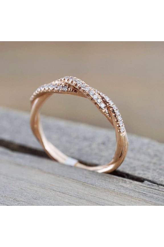 Ramos Pattern Twisted Rope Hemp Flowers Ring Gold Silver Color Micro Cubic Zirconia Tail Ring Fashion Women's Jewelry