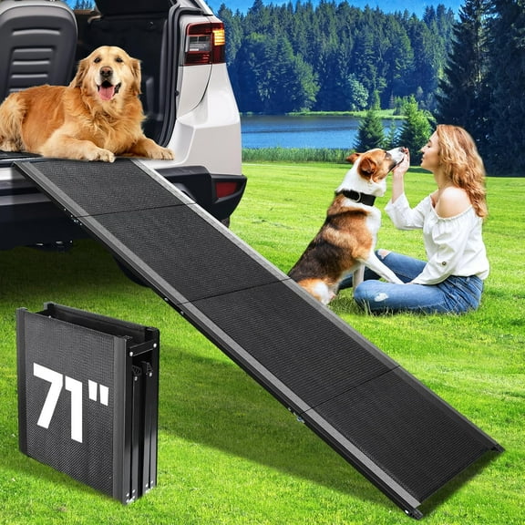 Ramp for , 71''x 17'' Extra Long Folding Ramps, Pet Ramp for Large Dogs with Non-Slip Rug Surface, Portable Steps Up to 200LBS, Outdoor Ramp for , SUV,